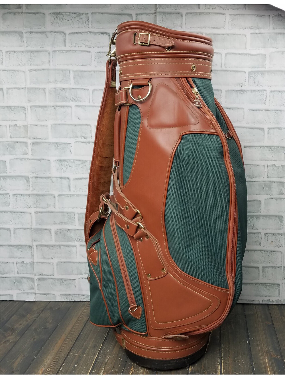 DAIWA Coach Collection 6-Way Leather Brown / Green Golf Shoulder Strap Cart Bag